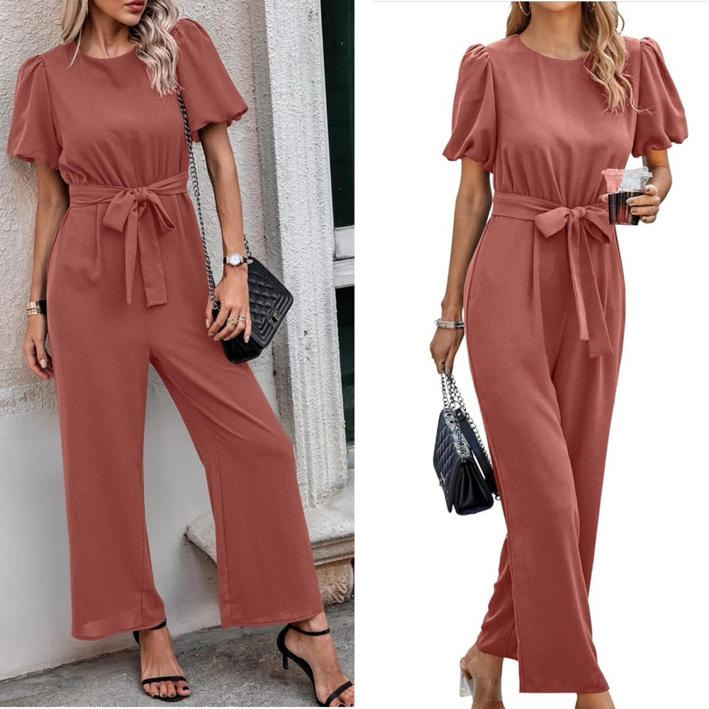 NWT Jumpsuits for Women Dressy Summer Short PuffSleeve Wide Leg Pants Romper XXL